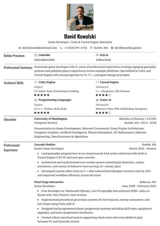 Experienced Professionals resume example