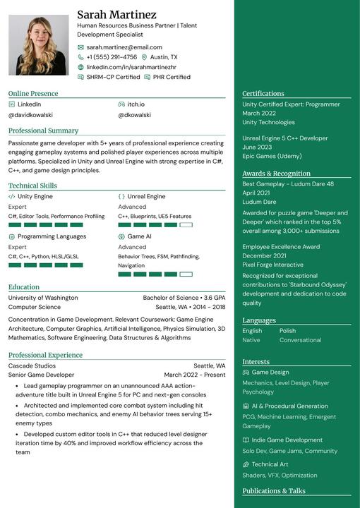 Career Switchers resume example